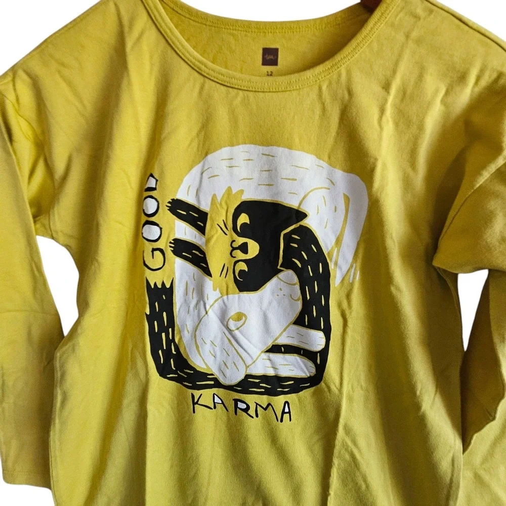 Tea Collection Graphic Tee‎ Long Sleeve Good Karma Top Kids Size 12